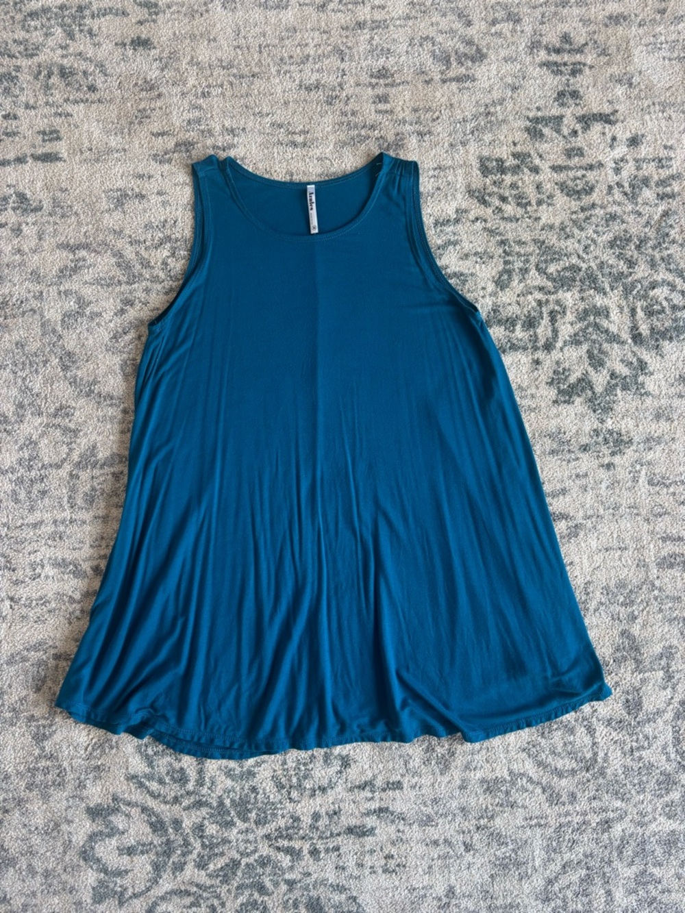 Sleeveless Teal Swing Tank Dress- - Picture 2 of 6
